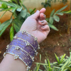 Viral Kashmiri Ghungroo Glass Bangle Set-1 dozen - Lilac (12 Simple 4 Ghungroo Bangles)