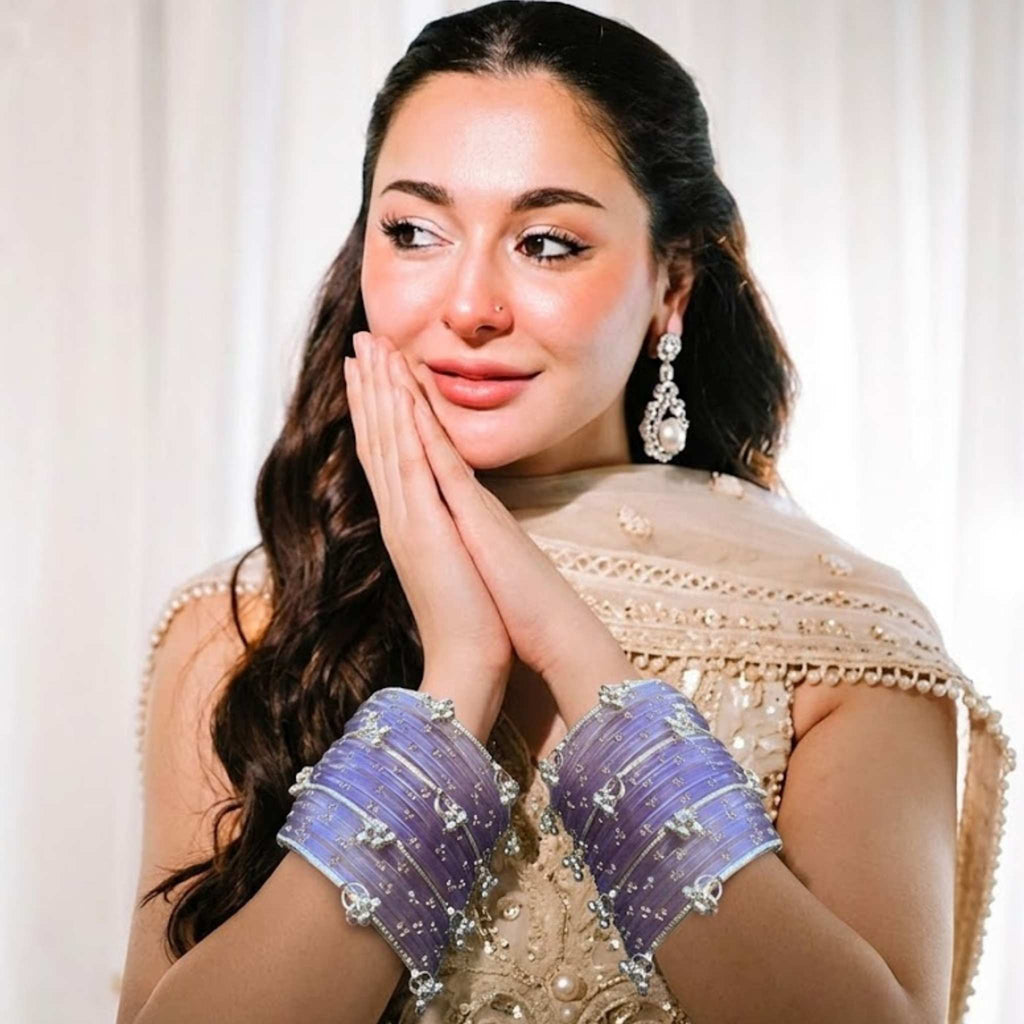 Viral Kashmiri Ghungroo Glass Bangle Set-1 dozen - Lilac (12 Simple 4 Ghungroo Bangles)