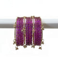Viral Kashmiri Ghungroo Glass Bangle Set-1 dozen - Purple (12 Simple 4 Ghungroo Bangles)