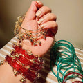 Viral Kashmiri Ghungroo Glass Bangle Set-1 dozen - Red (12 Simple 4 Ghungroo Bangles)
