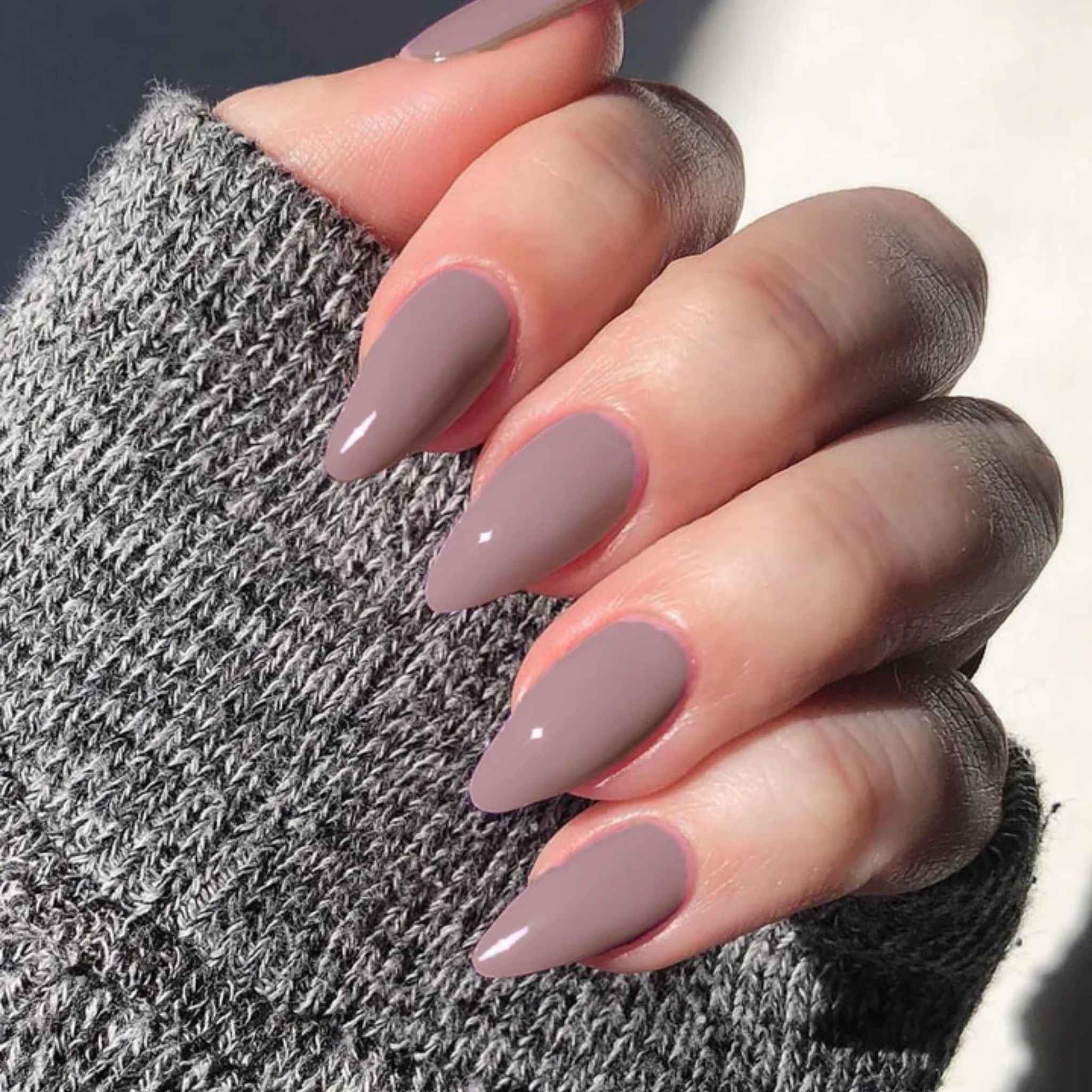 Long Almond Shaped Light Grey Press on Nails