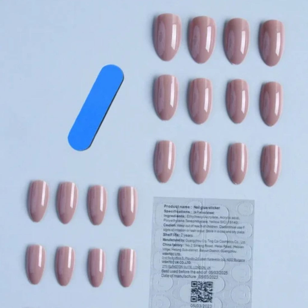 Long Almond Shaped Light Grey Press on Nails