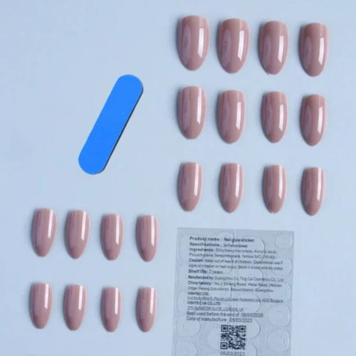 Long Almond Shaped Light Grey Press on Nails