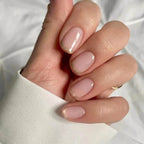 Nude French Square Gold Glitter Pressons