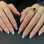 Minimalist white French glossy painted French Tip Press On Nails