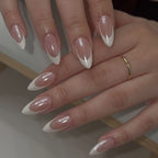 Minimalist white French glossy painted French Tip Press On Nails